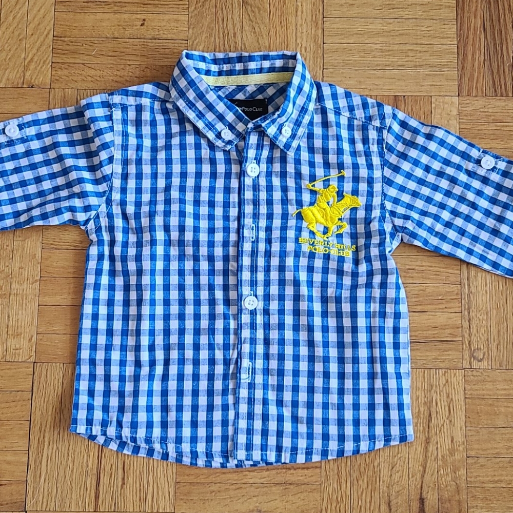 12 month button down long sleeve polo